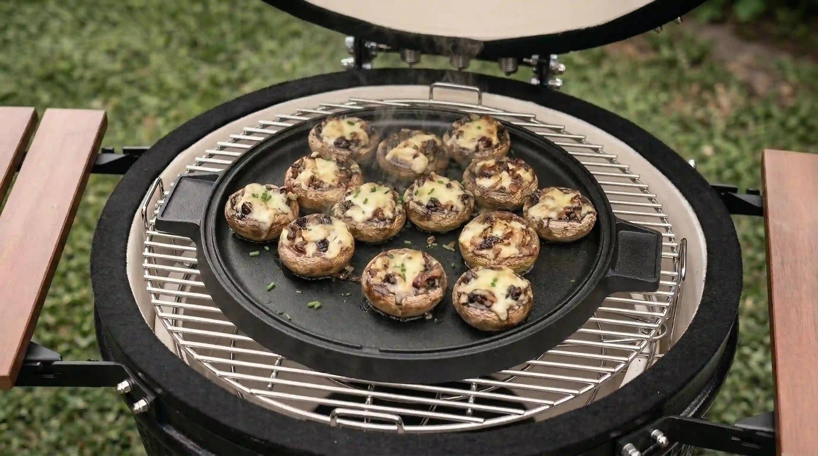 Champiñones rellenos a la parrilla al kamado | Receta Forest Grill