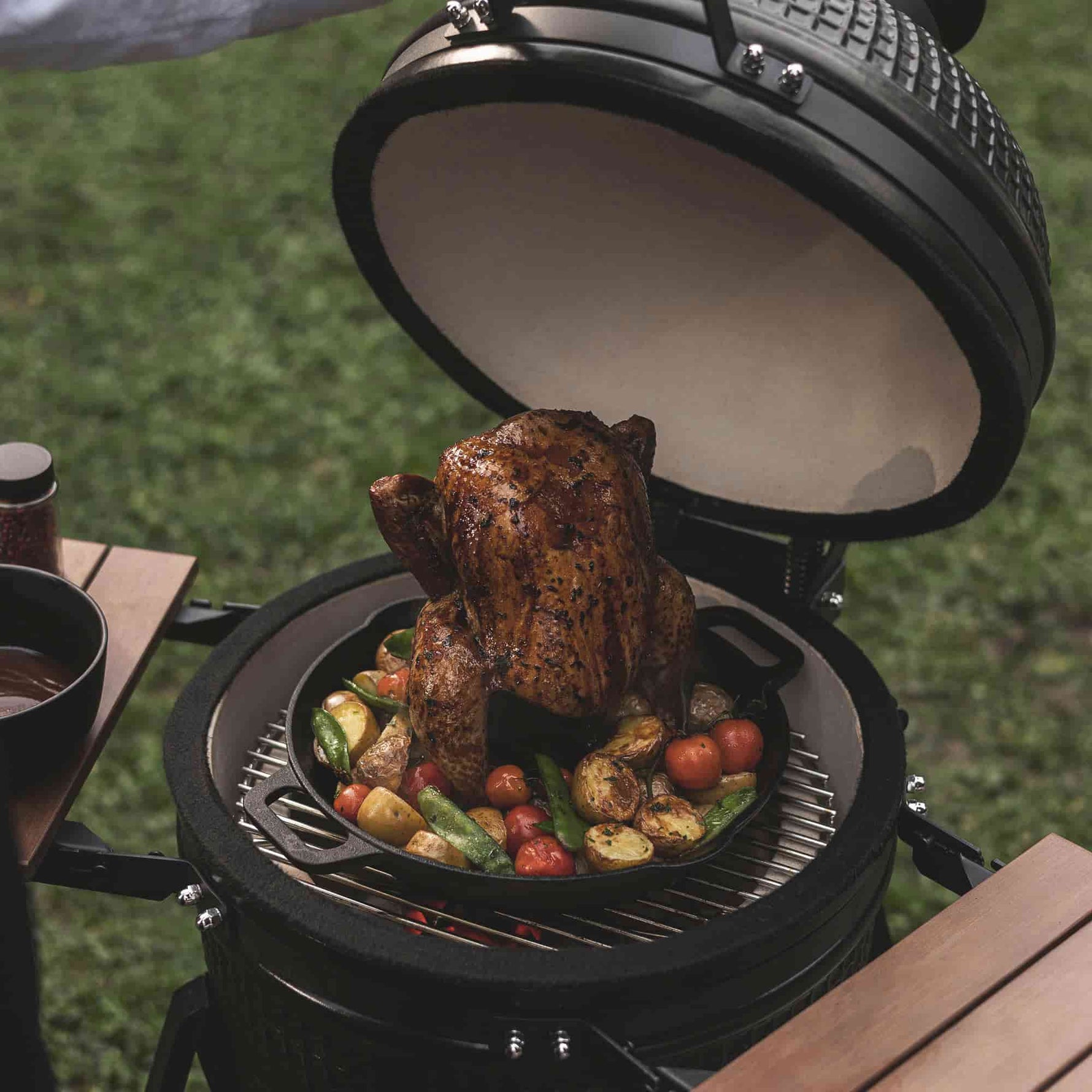 poulet entier sur kamado forest