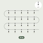Illustration d'une guirlande lumineuse Goutte Forest Grill 10 m, équipée de 20 ampoules suspendues diffusant une lumière blanche chaude pour un éclairage extérieur élégant et durable.