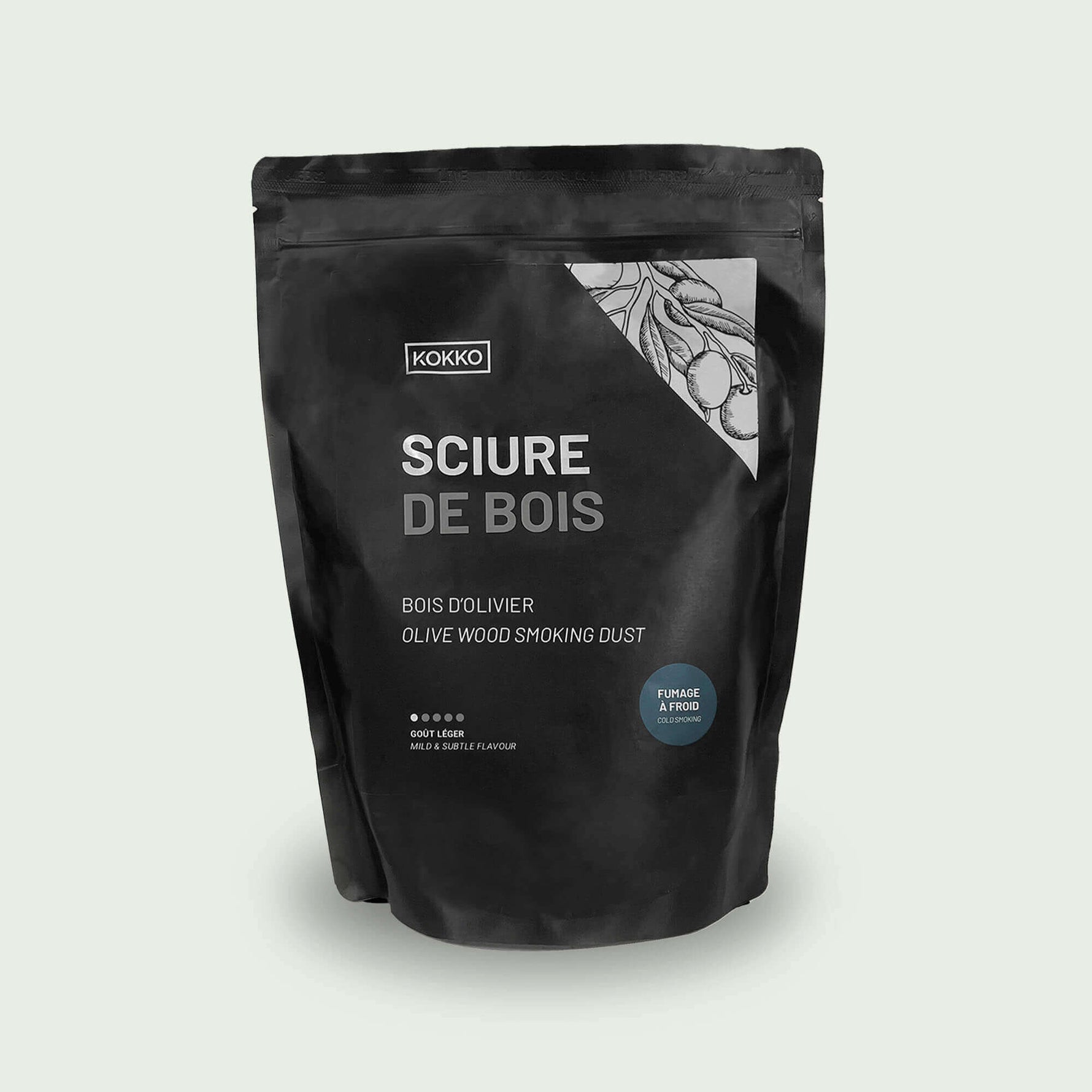 Sachet de sciure de bois d’olivier pour fumage à froid, parfait pour apporter une touche méditerranéenne aux grillades.